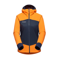 【Mammut 長毛象】Taiss IN Hybrid Hooded Jacket W 軟殼連帽外套 柑桔橘/海洋藍 女款 #1013-02690