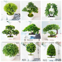 39Styles Green Artificial Plants Bonsai Small Pine Tree Potted Bonsai Home Bedroom Bathroom Party Decoration Fake Flowers Bonsai