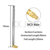 Telescopic Antenna 4 sections MCX Male Connector for Terrestrial HDTV Antenna Navigation Antenna TV Card 1pc