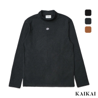 【KAI KAI】Logo刺繡半高領雙面絨套頭衫(男款/女款 半高領針織上衣 保暖套頭衫 內搭休閒長袖上衣)