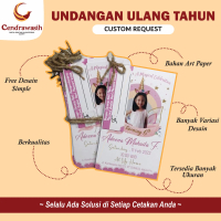 UNDANGAN ULANG TAHUN CUSTOM FREE DESAIN / UNDANGAN ANAK CUSTOM Merah Stiker