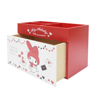 【SANRIO 三麗鷗】美樂蒂 桌上橫式 置物盒 分格收納 單抽屜盒(正版授權台灣製)