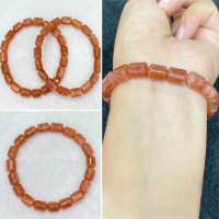 【LEESA】金太陽石桶珠手串\金沙日光石\粉色手鍊\招桃花\招貴人\手環\水晶手鍊\日長石\助事業\