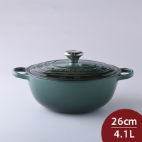 Le Creuset 典藏媽咪鑄鐵鍋 26cm 4.1L 綠光森林 法國製 媽咪鍋 炒鍋 湯鍋 燉鍋 (電磁爐 IH爐可用)