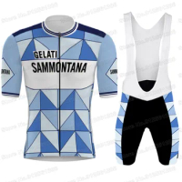 Sammontana cycling Jersey Set Retro Cycling Clothing Men Road Bike Shirt Suit Bicycle Bib Shorts MTB Maillot Ciclismo Ropa