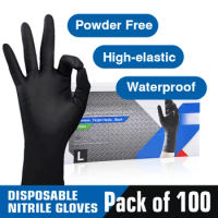 Disposable Chemical Resistant Rubber Black Nitrile Home Cleaning Latex Work Housework Kitchen Car Wash Car Repair Tattoo Gloves