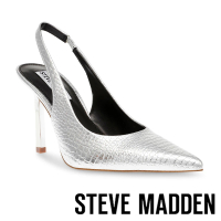 【STEVE MADDEN】SOIREE 壓紋前包繞踝跟鞋(銀色)