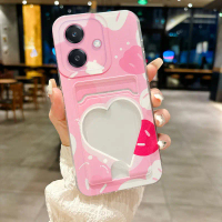 เคสโทรศัพท์ที่ใส่การ์ดกุหลาบสีชมพู, ฝาหลังกันกระแทก TPU อ่อน, สำหรับ VIVO V60 Lite และ V60 Y21d
