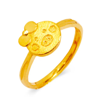 【JING YANG 晶漾】黃金戒指可愛小豬女孩(0.86錢±0.05錢)