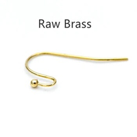 100pcs Raw Brass Ear Hooks, Simple Earwires with Ball End, Brass Earring Findings DIY Jewelry Making Wholesale (RB-183)