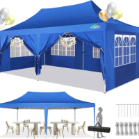 10x20 Pop Up Canopy Tent with Sidewalls 3.0 Wedding Party Tent Outdoor Canopy UV50+ Waterproof Canopy Tent Outdoor Gazebo