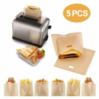 5 Pcs/set Reusable Toaster Bag Sandwich Bags Fiberglass Toast Microwave Heating Non Stick Bread Bag bakery accessories