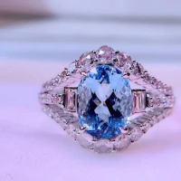 GUILD Fine Jewelry Pure 18K Gold Natural 2.64ct Santa Maria Blue Aquamarine Gemstones Fine Rings for Women Birthday Presents