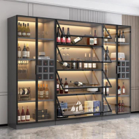 Glass door wine cabinet display cabinet living room wine shelf small high-end light luxury modern home against the wall
