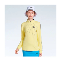 【Jack Nicklaus 金熊】GOLF女款配色剪接磨毛保暖POLO衫/高爾夫球衫(黃色)