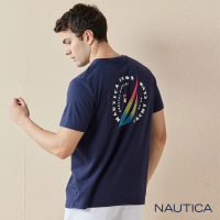 【NAUTICA】男裝 Pride系列休閒素面LOGO短袖T恤(深藍)