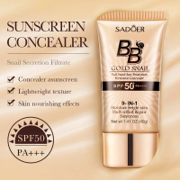 บีบีครีมกันแดดหอยทากสีทอง SADOER รองพื้นคอนซีลเลอร์ SPF50+ 40g