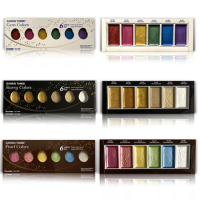 Japan kuretake watercolor paint gold/pearl/rose/Aurora 6-color acuarela set professional art supplies