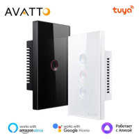 AVATTO Tuya WiFi Smart Light Switch，1/2/3/4 Gang Touch Grooved Button Switch Wireless Remote Works With Alexa,Google Home