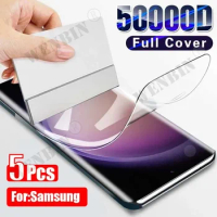 5Pcs Hydrogel Film For Samsung S24 S23 S22 Ultra Plus Full Cover Screen Protector For Samsung A54 A24 A14 A73 A53