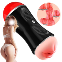 18cm Double Head Sexy Toys For Men Adults 18 Male Silicone Masturbator Cup Vagina Mouth 2 In 1 Real Pussy Erotic Vaginal For Man