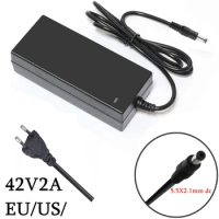 36V Lithium Battery Charger Output 42V 2A DC 5.5x2.1mm For 10 Series 36V Electric Skateboard E-Bike Scooter With Led Indicator