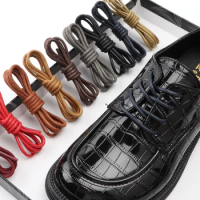 1Pair Waterproof Leather Shoelace Cotton Waxed Shoes Laces Round Oxford Strings Boots Shoestring 60/80/100/120/140CM Accessories