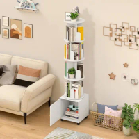 Rotating bookshelf, 360 display floor standing bookshelf storage tower, 5-story children's corner bookshelf