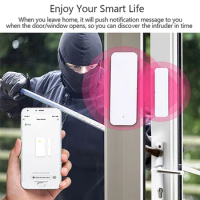 Tuya Smart Linkage Window Magnetic Graffiti Intelligent Zigbee Door Magnetic Detector Wireless Window Contact Anti-Theft Sensor