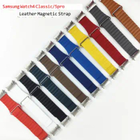 uhgbsd Wristband For Samsung Galaxy Watch 5 Band Arc Mouth 4 Magnetic Absorbent Leather Crescent