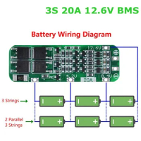 3S 20A Li-ion Lithium Battery 3.6V 3.7V 18650 Charger PCB BMS Protection Board For Drill Motor 11.1V 12.6V Lipo Cell Module