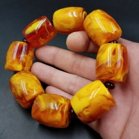 高檔精美新款仿蜜蠟桶珠手鏈大號花蜜蠟路路通手鏈蜜蠟手串