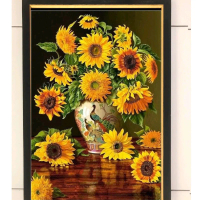 Hiasan dinding cetak gambar bunga matahari plus bingkai uk 35x52cm