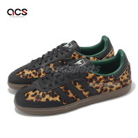 adidas 休閒鞋 Samba OG W 女鞋 豹紋 德訓鞋 馬毛鞋面 黑 綠 愛迪達 JI2735