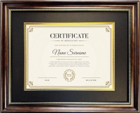 Diploma Frame 8.5 x 11 with Black over Gold Mat or Display 11x14 Document without Mat Certificate De