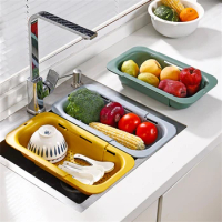 Retractable Sink Drain Rack for Kitchen Sink Over the Sink Strainer Basket Vegetables Fruits Cleaning Basket Kitchen Accessories