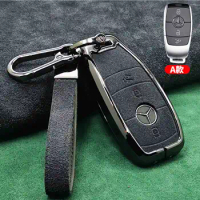 Alcantara Car Keychain Case Holder For Mercedes Benz E Class W213 E200 E260 E300 E320 2018 2019 Car Smart Key Accessories