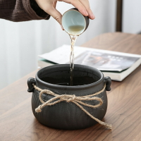 日式粗陶茶洗 杯洗 復古陶瓷茶渣缸 建水 茶盂 功夫干泡茶具配件1入