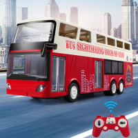 Double E Rc Car Boys Toy Remote Control Sightseeing Bus 1/18 Electric Toys Double-Decker Bus with Sound Light Children Gift E640