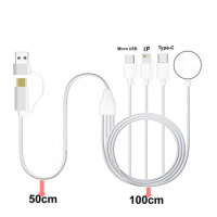 6 in 1 Watch &amp; Phone Charger Cable for Iwatch 9 8 7 6 5 4 Ultra Airpods All in 1 Cable for IPhone 15 14 13 Pro Max Type-C &amp; More