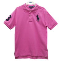 Ralph Lauren 大童刺繡數字3經典大馬短袖POLO衫-粉紅色
