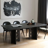 北歐純實木餐桌長方形侘寂風原木長桌子簡約設計師辦公洽談會議桌