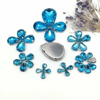 35pcs Turquoise blue drop shapes mix clear &amp; jelly candy AB glass crystal sew on rhinestone wedding dress shoes bag diy trim