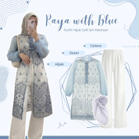 Outfit Kondangan Wanita | OOTD Lebaran ( Outer Tunik Brokat + Celana + Hijab ) Raya Series - LN229