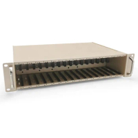 16 slots industrial power chassis media converter rack 2U dual power supply transceiver rack