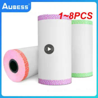 1~8PCS Thermal Printer Paper Colorful Mini Printing Paper Roll and Self-Adhesive Printable Sticker PeriPage A6 Poooli paperang