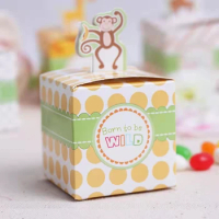 100 Pieces Cartoon Animal Candy Box Giraffe Monkey Tiger Children's Day Baby Birthday Gift Box Chocolate Nuts Packaging Box