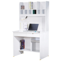 【AT HOME】3尺白色二抽收納書桌/電腦桌/工作桌 現代經典傳統(上+下/金點將)