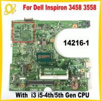 14216-1 Mainboard for Dell Inspiron 3458 3558 laptop motherboard CN-0MY4NH MY4NH with i3 i5-4th/5th Gen CPU DDR3 fully tested
