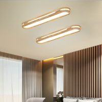 光印北歐吸頂燈現代簡約木藝長條燈創意日式實木走廊過道陽臺燈具